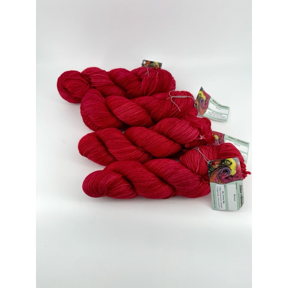 Colour Adventures Dita Twist DK Yarn Lot 4 Skeins 1000 Yds Merino Red Hats